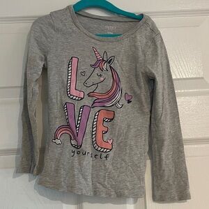 Carter's Grey Long-Sleeve Unicorn 'LOVE Yourself' Tee - 5T